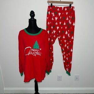 Shelry Merry Christmas Cotton Pajama Set - Red and Green Size XL